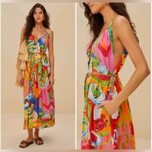 Farm Rio Summer Picnic MIDI Dress Sz Medium